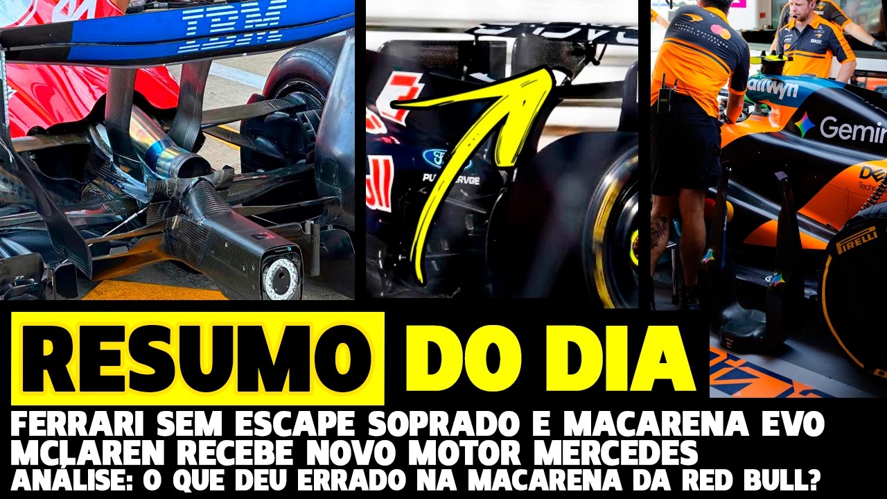 🚨FERRARI RETIRA ESCAPE SOPRADO, MCLAREN RECEBE MOTOR ATUALIZADO E MACARENA DA RED BULL | FÓRMULA 1