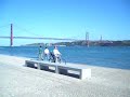 Riding bike near river