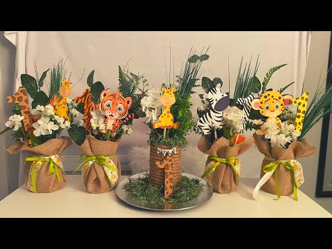 video-linktoworks-Wild One Safari Baby Shower Centerpieces