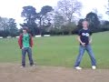 testing the bounce on the welly wicket with a can of dr p