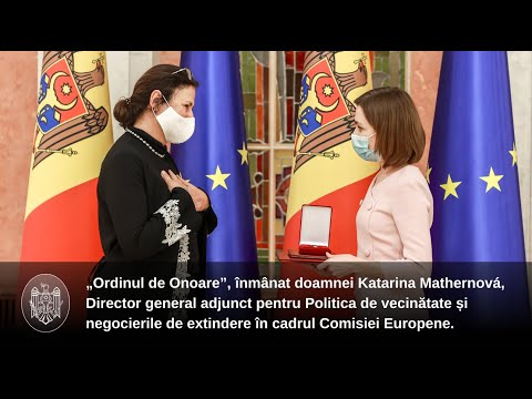 Katarina Mathernová, Director general adjunct pentru Politica de vecinătate și negocierile de extindere în cadrul Comisiei Europene, decorată cu „Ordinul de Onoare”