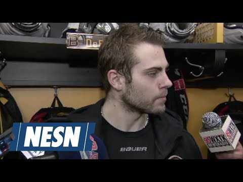 Video: Jake DeBrusk on his goal off his chest in Bruins win over Wild