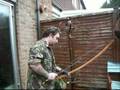 shooting my one and only homemade 42lb yew longbow