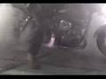 Super long smoky burnout on a Panhead
