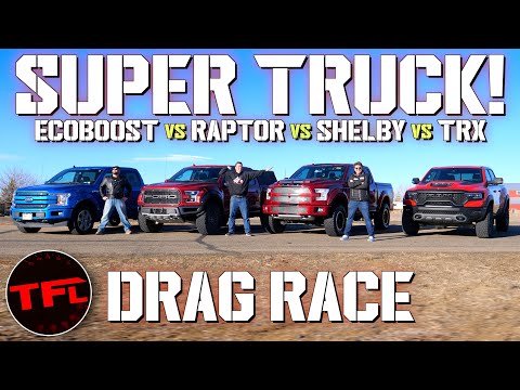 Ram TRX vs. Shelby F-150 Super Snake vs. Raptor Drag Race
