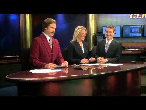 co - Ron Burgundy stopped by KXMB in Bismack to Co-Anchor the 6pm newscast with Amber Schatz, Jared Piepenburg- weather, and Jon Schaeffer- sports.