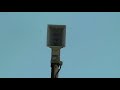 this is 1 of the 3 whelens in Desoto MO. this particular siren has rotor problems a little rusted i guess. this siren is used for severe weather and for fires(used to)this siren sounds a 1 minute 30 second alert for its test and a 3 minutes attack for tornados. Please coment and rate!!!