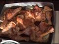 She cooks fried chicken.