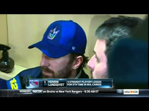 ny - Henrik Lundqvist post game interview May 21 2013 Boston Bruins vs NY Rangers NHL Hockey. NBC Sports feed. Announcers PBP Dave Strader, inside the glass Pierr...