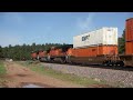 Caught the BNSF 7556, 6929 & 7633 ES44DC locomotives pulling up a hill west of Flagstaff on a great day in April. You can really hear the engines have a big load on them