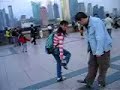 Bruno on wheels at Shanghai Bund