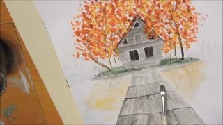 Lake Hut - water color painting timelapse