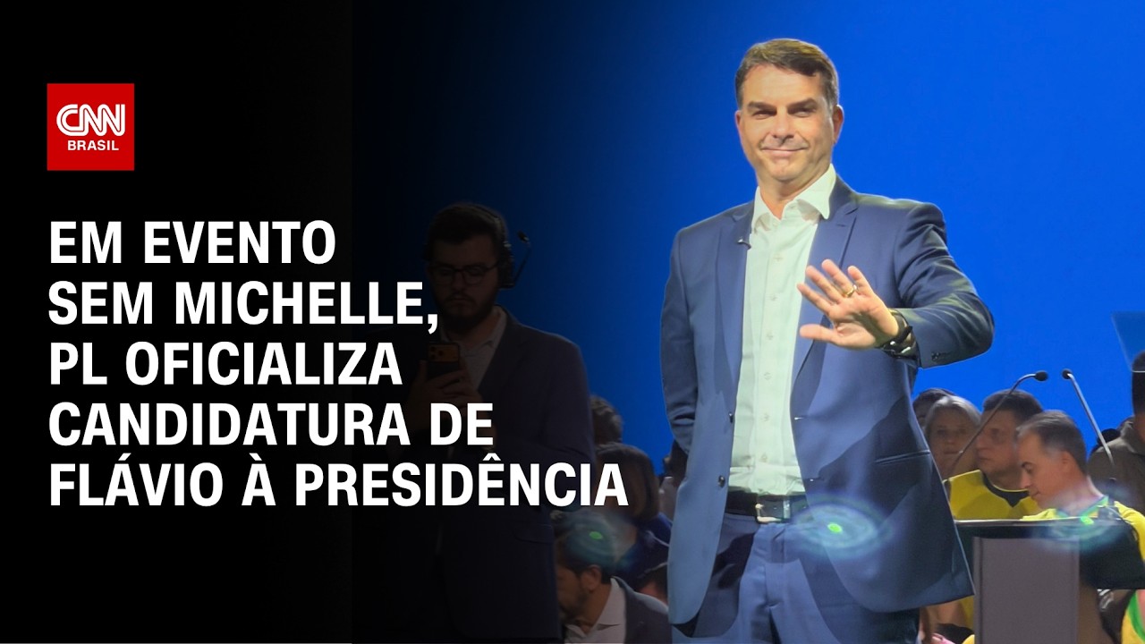 Flávio Bolsonaro é oficializado como candidato do PL em convenção neste sábado (25) | AGORA CNN