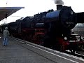Abfahrt, einer Dampf-Eisenbahn nach Halle/Salle.