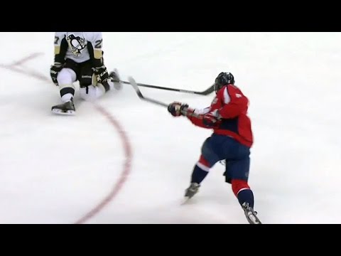 Ovechkin smacks a one-timer behind Fleury