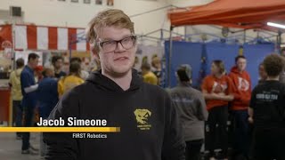 As an intern with Caterpillar, Jacob Simeone discovered what he’s doing as part of his FIRST Robotics team has a very practical application to the real world.