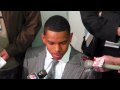 Terrelle Pryor talks with reporters following the 2009 Penn State game.