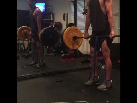 Deadlifts with a band for added power Deadlifts with a band for added power