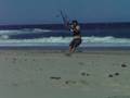 1st sandboarder and kite staying up wind