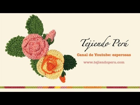 Rosas (flores y botones) tejidos a crochet