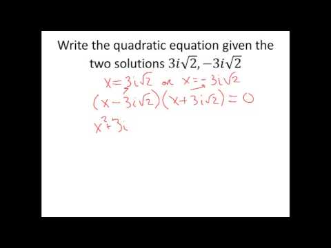 how to write quadratic equations