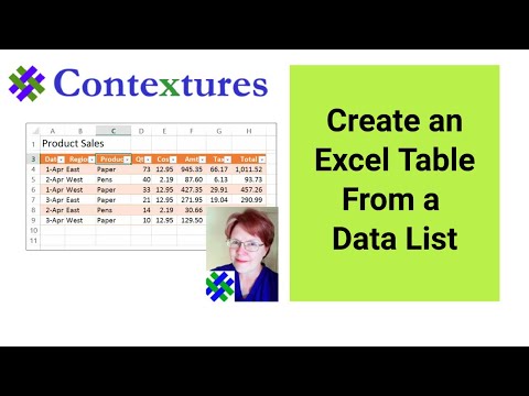 how to define table in excel
