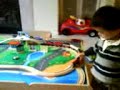 Justin's playing chu chu trian