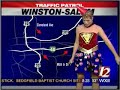 Jennie does it again! She does the traffic report for WXII (Winston-Salem) as a superhero. Austin the weather guy gets in on the act too!