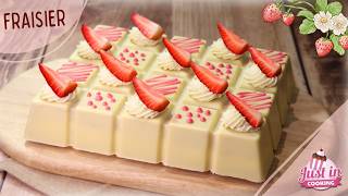 Recette de Fraisier 🍓 | Version Cubique comme une Tablette, Simple et Élégant ✨