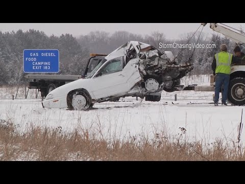 3/3/2015 Clearwater, MN Interstate 94 Crash Pile Up - B-Roll
