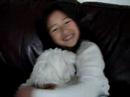 Janelle and her pet dog. Janelle and her pet dog.