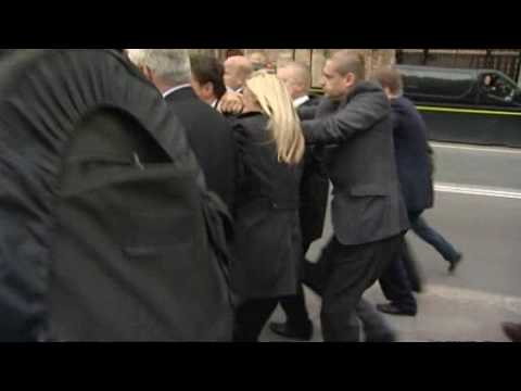 BNP leader Nick Griffin is hit by eggs