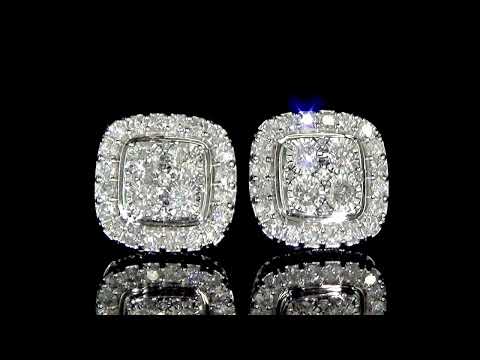 Lady's 10k White Gold 2.0ct (TDW) Cluster Diamond Earrings