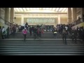 Choir / bike flashmob Central Station Brussels