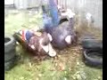 Fat kid gets choke slammed
