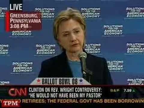 0 Hillary Clinton Plays Obama   Jeremiah Wright Card   The Obama Response