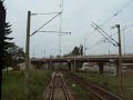 Macazele la iesirea din gara Darste (BV). Imediat dupa gara, linia magistralei 300 trece pe sub podul drumului E60 si incepe  urcarea spre Predeal. August, 2007.