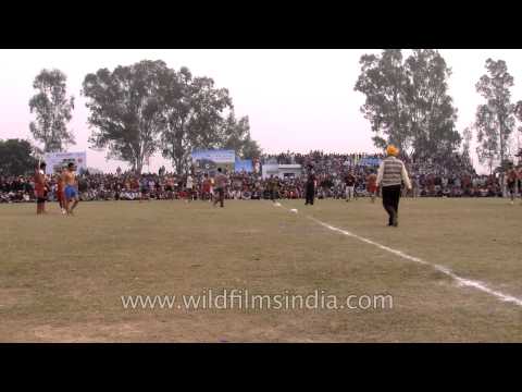 Kabaddi player on the field at Rural Olympics, Punjab