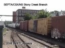 CSX B738 with C746's cars enters the Stony Creek Branch at Elm Street heading for Lansdale PA July 15 2008