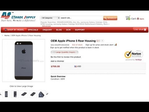 iphone 5 Parts - A possible iPhone 5 rear housing/back plate for sale ($700 USD) iPhone 5 Leaked Parts Overview: http://www.youtube.com/watch?v=1BkdJkC5mbQ Get It Here: http:...