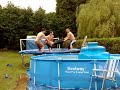 trampoline to swimming pool with inflatable chair