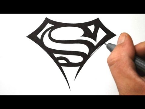How to Draw Superman Logo - Tribal Tattoo Design Style