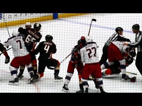 Video: Fowler misses, face plants trying to save Cogliano in fight