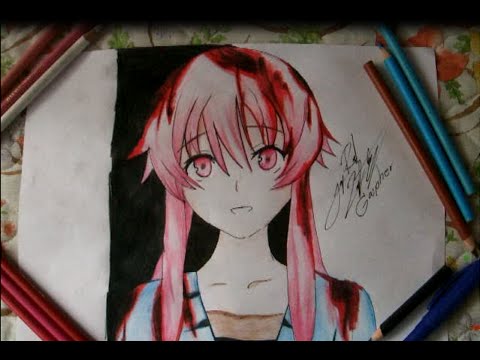 how to draw yuno gasai