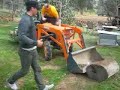 Nick, the log and the Kubota - Picking up the Log Nick, the log and the Kubota - Picking up the Log