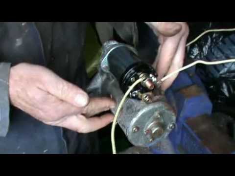 Testing and replacing a pre-engaged starter motor solenoid.