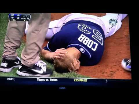 Alex Cobb Hit In the Head Injury by Eric Hosmer Line Drive