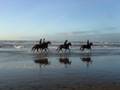 op het strand