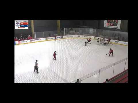 Porter Byrd-Leitner #5 Rockets 18u va Shattuck carry protect puck thru dman's stick find for assist