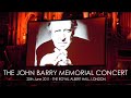 The John Barry Memorial Concert took place on 20th June 2011 at The Royal Albert Hall, London. The Royal Philharmonic Orchestra conducted by Nicholas Dodd perform many of John Barry's best known film themes with guest artists Dame Shirley Bassey, David Arnold, Rumer, Derek Watkins, Julian Jackson and Nigel Hitchcock. There are personal tributes to John Barry from his close friends Sir Michael Caine, Don Black, Sir George Martin, David Arnold, Sir Michael Parkinson and Timothy Dalton. Also included are interviews with some of the guest artists. Sir Michael Parkinson Jonpatrick Barry Goldfinger The Knack Sir Michael Caine Zulu The Ipcress File Somewhere in Time Don Black Born Free Midnight Cowboy - Harmonica solo : Julian Jackson The John Dunbar Theme - Harmonica solo : Julian Jackson Nicholas Dodd We Have All The Time In The World - Vocal : Rumer Sir Michael Parkinson Body Heat - Sax solo : Nigel Hitchcock Remembering Chet - Trumpet solo : Derek Watkins Out Of Africa Blessing by John O'Donoghue - Read by Timothy Dalton Tick The Days Off One By One - Vocal & Guitar : David Arnold The James Bond Suite Sir George Martin Diamonds Are Forever - Vocal : Dame Shirley Bassey Goldfinger - Vocal : Dame Shirley Bassey The James Bond Theme - Guitar solo : David Arnold